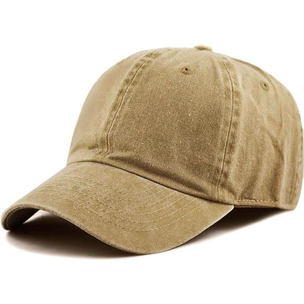 Unisex Tan 100% Cotton Pigment Adjustable Size Classic Baseball Six Panel Cap